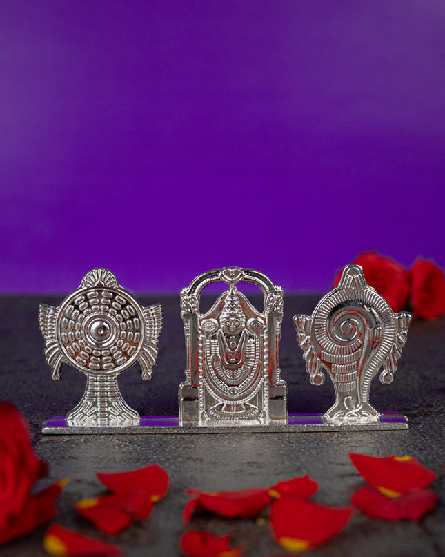 Zinc Alloy Tirupathi Balaji with Shank and Chakra - Silver - WBG1843
