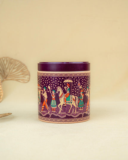 Dholi Printed Tin Jar - WBG1849