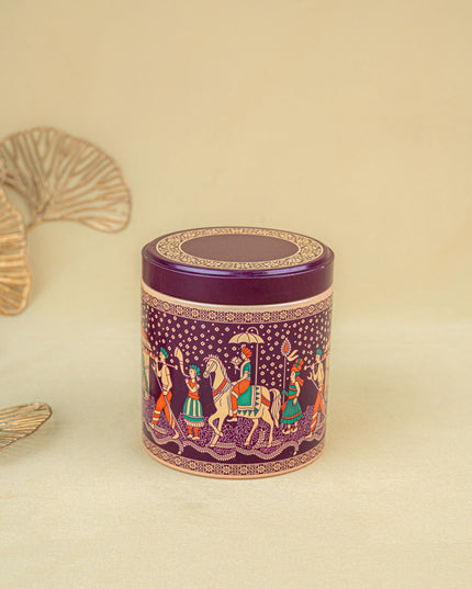 Dholi Printed Tin Jar - WBG1849