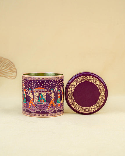 Dholi Printed Tin Jar - WBG1849