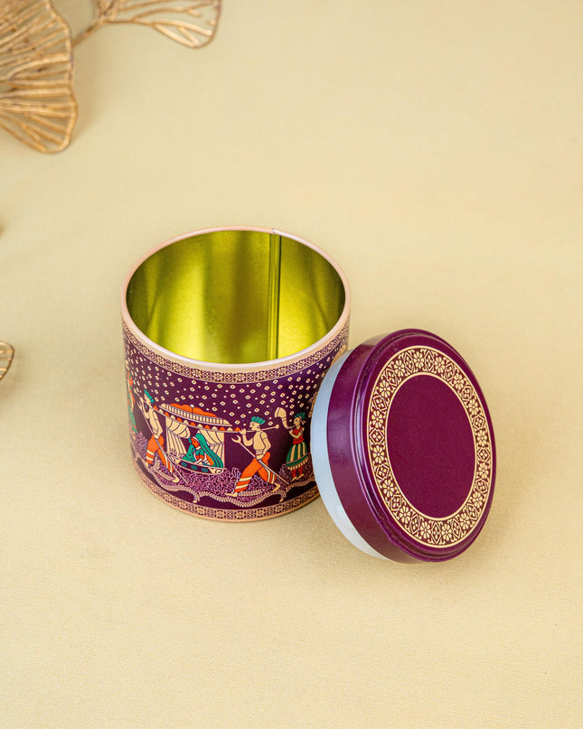 Dholi Printed Tin Jar - WBG1849