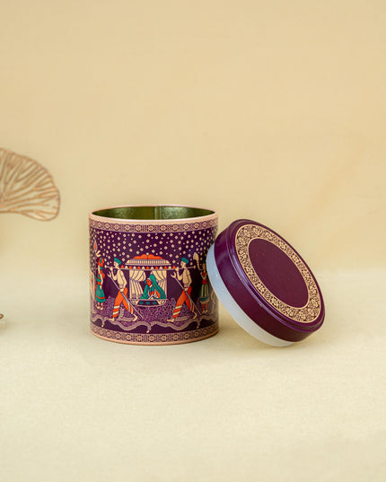 Dholi Printed Tin Jar - WBG1849