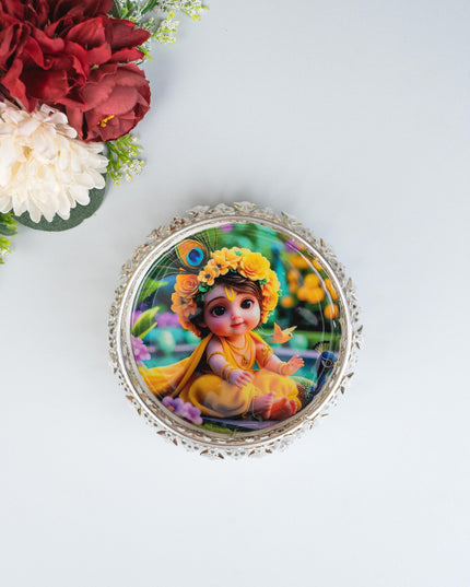 German Silver Bowl - Baby Krishna Design - 4 inch - WBG1861