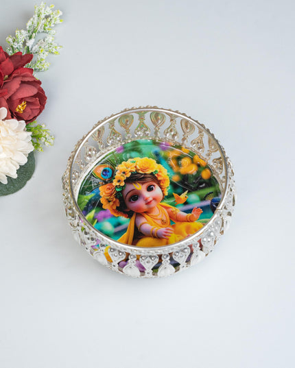 German Silver Bowl - Baby Krishna Design - 4 inch - WBG1861