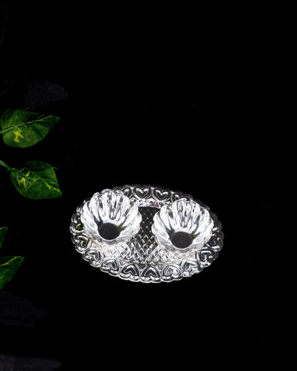 German Silver 2 Cup Kumkum Holder - WBG1863