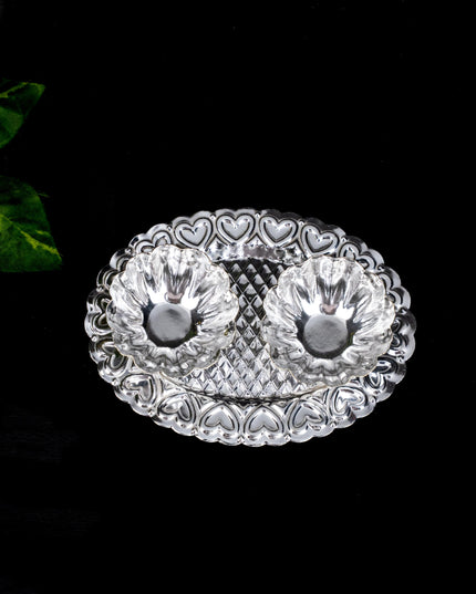 German Silver 2 Cup Kumkum Holder - WBG1863