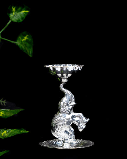 German Silver Diya with Elephant - WBG1864