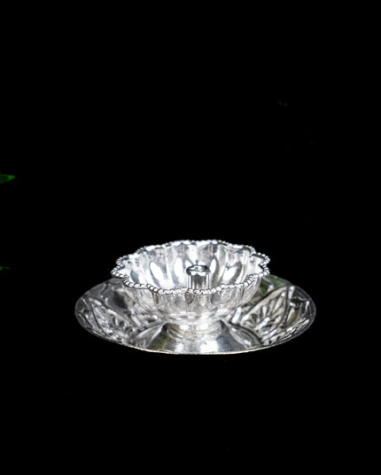 German Silver Flower Shape Diya - WBG1866