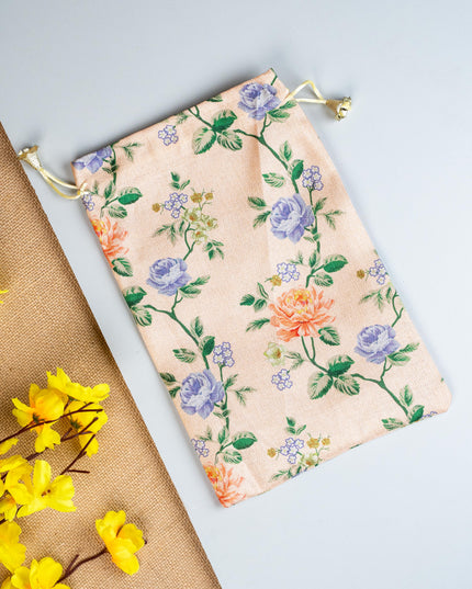 Floral Print String Bag - 11x7 Inch - WBG1873