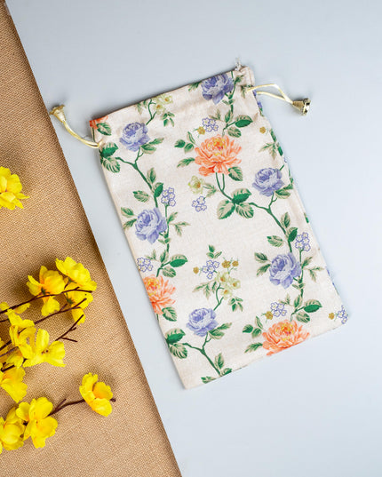 Floral Print String Bag - 11x7 Inch - WBG1873