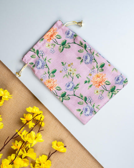Floral Print String Bag - 11x7 Inch - WBG1873