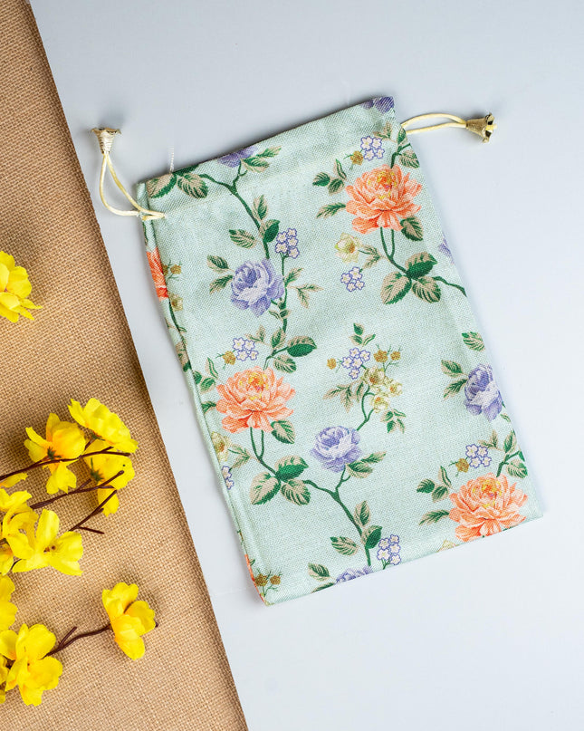 Floral Print String Bag - 11x7 Inch - WBG1873