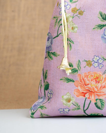 Floral Print String Bag - 11x7 Inch - WBG1873