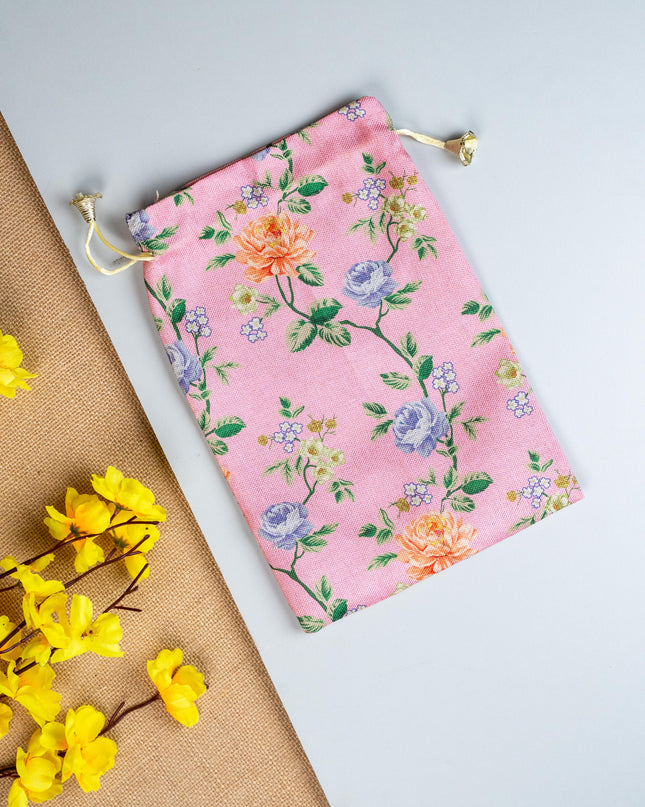 Floral Print String Bag - 11x7 Inch - WBG1873