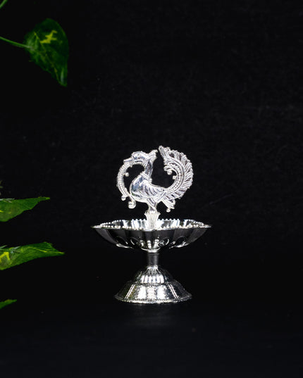 Zinc Alloy Annapakshi Diya - Silver - 3 inch - WBG1874-2