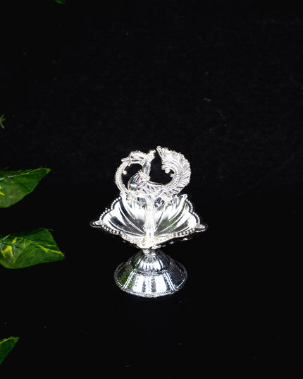 Zinc Alloy Annapakshi Diya - Silver - 3 inch - WBG1874-2