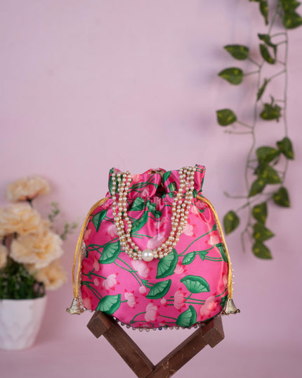 Potli Bag with Pichwai Design - 8 inch - WBG1878