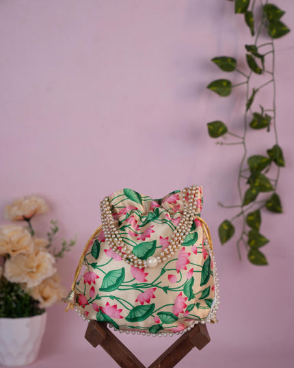 Potli Bag with Pichwai Design - 8 inch - WBG1878