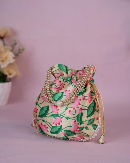 Potli Bag with Pichwai Design - 8 inch - WBG1878