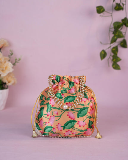 Potli Bag with Pichwai Design - 8 inch - WBG1878