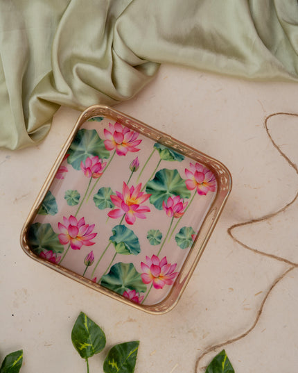 Digital Print - Pichwai Square Metal Tray - 6 inch - WBG1884