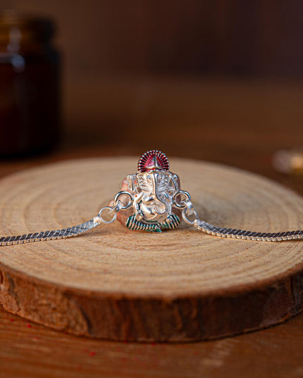 Designer Rakhi - Silver - Ganesha - WBG1887-2