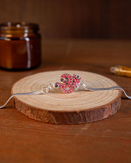 Designer Rakhi - Silver - OM Swastik - WBG1887-5