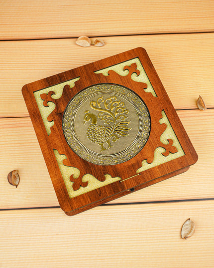 Wooden Dry Fruit Box - Annapakshi Design - 8x8 inch - WBG1892-1