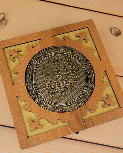 Wooden Dry Fruit Box - Annapakshi Design - 8x8 inch - WBG1892-1