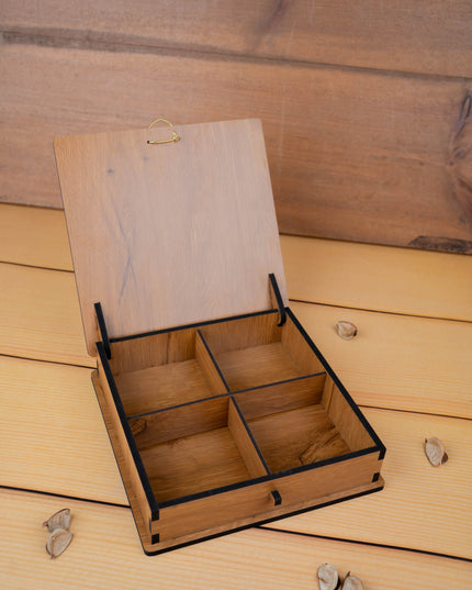 Wooden Dry Fruit Box - Annapakshi Design - 8x8 inch - WBG1892-1