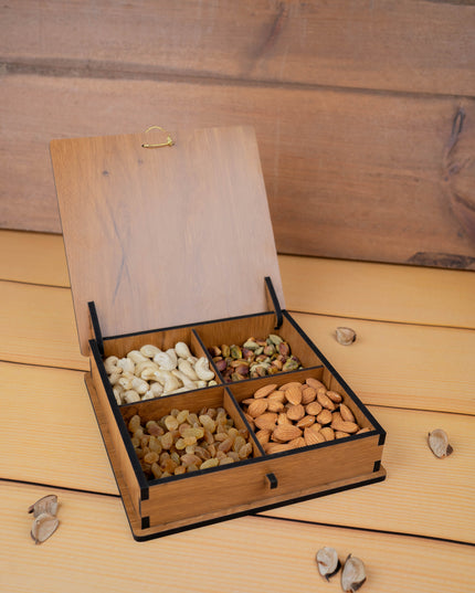 Wooden Dry Fruit Box - Annapakshi Design - 8x8 inch - WBG1892-1