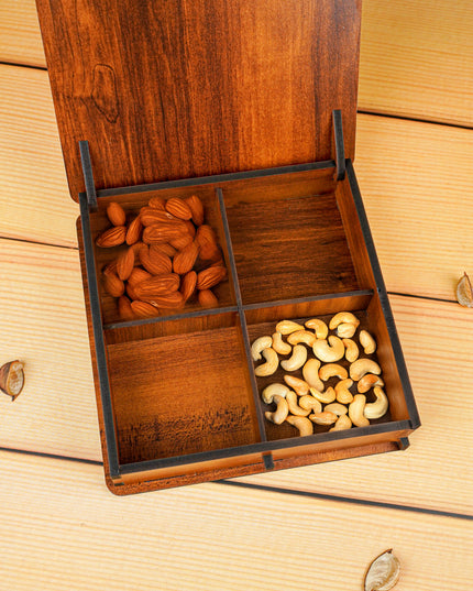 Wooden Dry Fruit Box - Annapakshi Design - 8x8 inch - WBG1892-1
