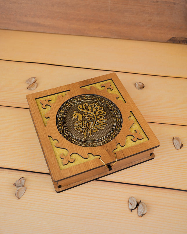 Wooden Dry Fruit Box - Annapakshi Design - 8x8 inch - WBG1892-1