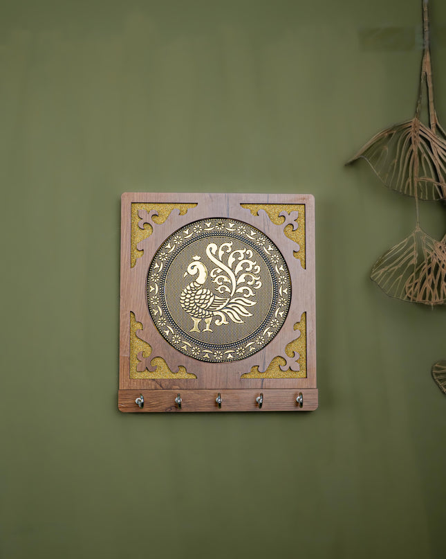 Wooden Annapakshi Key Hanger - 8x7 inch - WBG1893-1