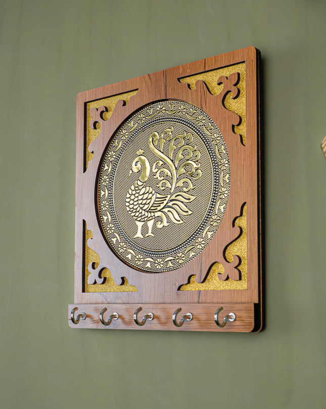 Wooden Annapakshi Key Hanger - 8x7 inch - WBG1893-1