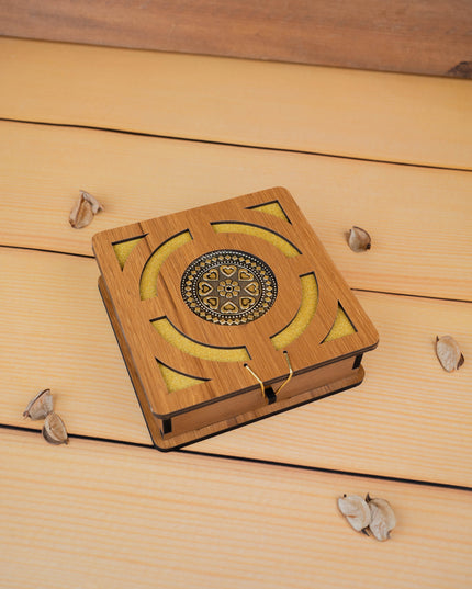 Wooden Floral Dry Fruit Box - 6x6 inch - WBG1894-1