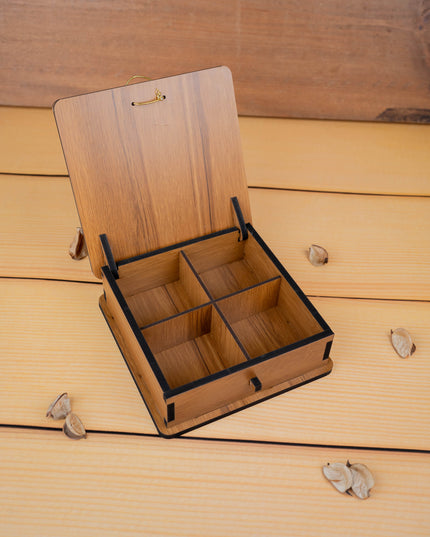 Wooden Floral Dry Fruit Box - 6x6 inch - WBG1894-1