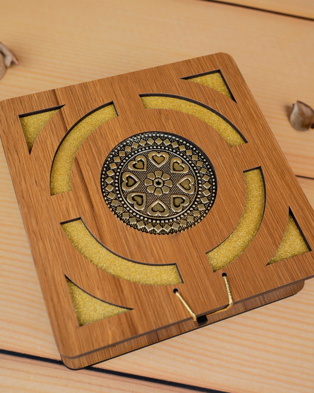 Wooden Floral Dry Fruit Box - 6x6 inch - WBG1894-1