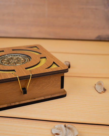 Wooden Floral Dry Fruit Box - 6x6 inch - WBG1894-1