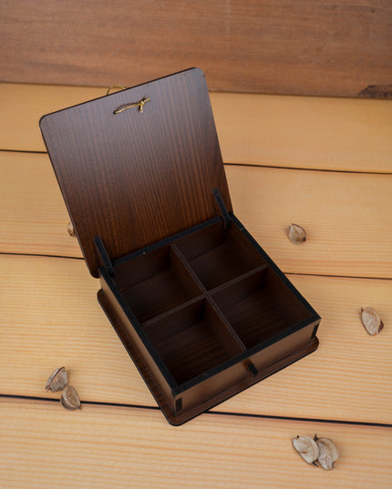 Brown Floral Dry Fruit Box - 6x6 inch - WBG1894-2