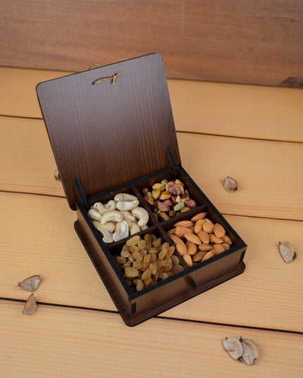 Brown Floral Dry Fruit Box - 6x6 inch - WBG1894-2