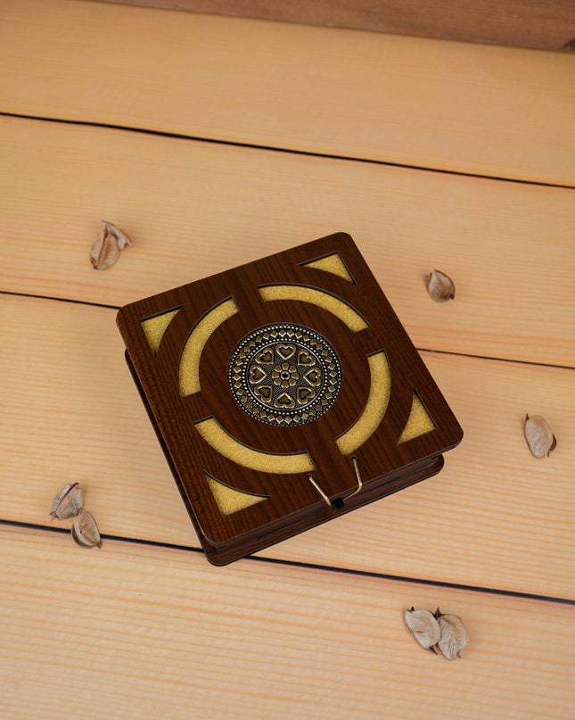 Brown Floral Dry Fruit Box - 6x6 inch - WBG1894-2