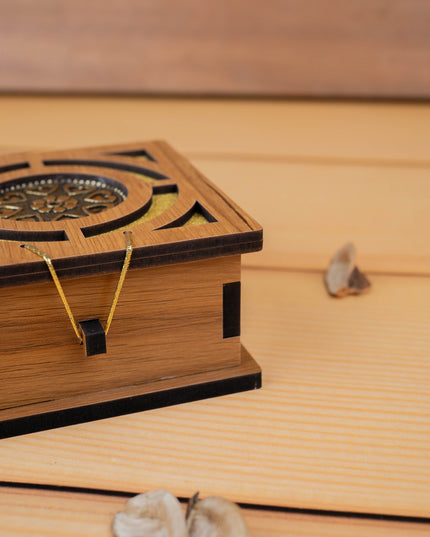 Wooden Floral Dry Fruit Box - 4x4 inch - WBG1895-1