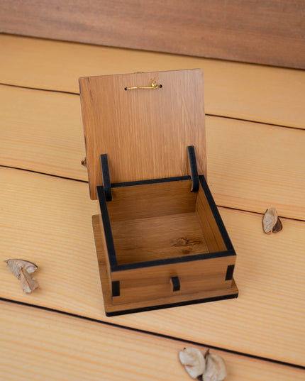 Wooden Floral Dry Fruit Box - 4x4 inch - WBG1895-1