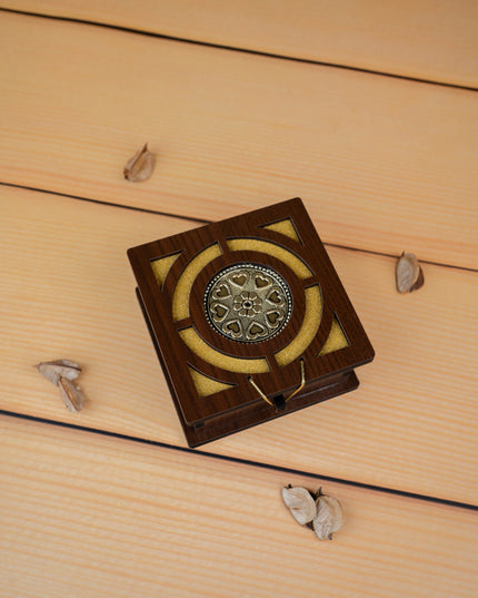 Brown Floral Dry Fruit Box - 4x4 inch - WBG1895-2