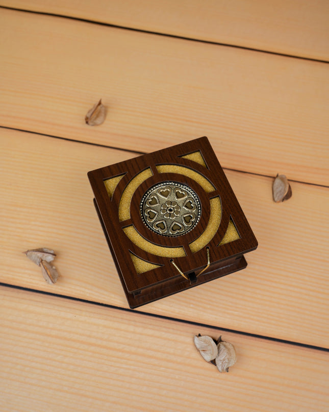 Brown Floral Dry Fruit Box - 4x4 inch - WBG1895-2