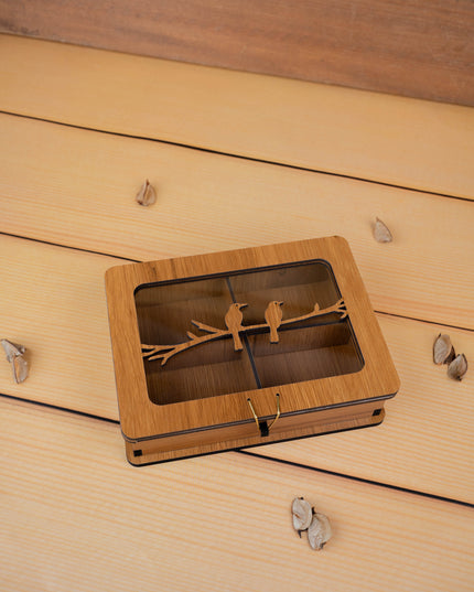 Wooden Sparrow Dry Fruit Box - 7x5 inch - WBG1896-1