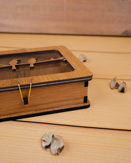 Wooden Sparrow Dry Fruit Box - 7x5 inch - WBG1896-1