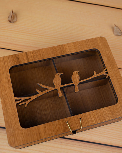 Wooden Sparrow Dry Fruit Box - 7x5 inch - WBG1896-1