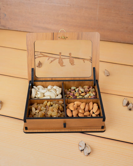 Wooden Sparrow Dry Fruit Box - 7x5 inch - WBG1896-1